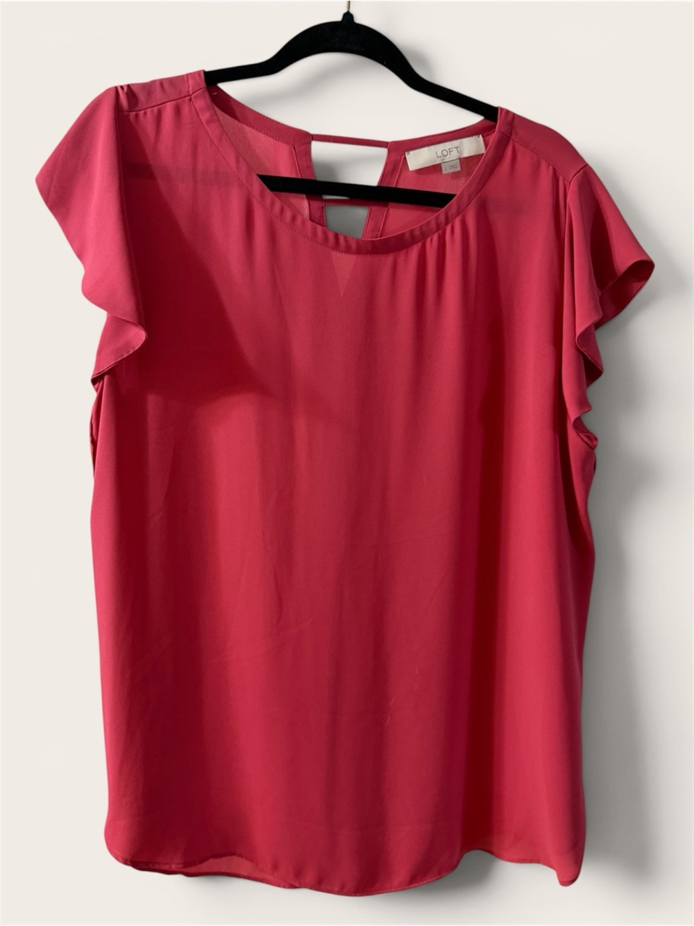 LOFT Pink Flutter Sleeve Blouse